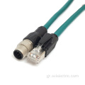 RJ45 έως M12 4-Pin Male Adapter D-coded connector